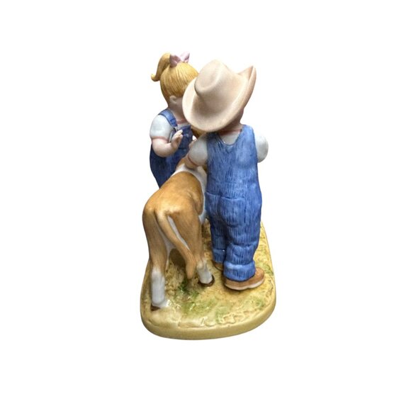 Home Interiors 1998 Denim Days Barnyard Baby Debbie  Danny Porcelain Figurine - Picture 4 of 6